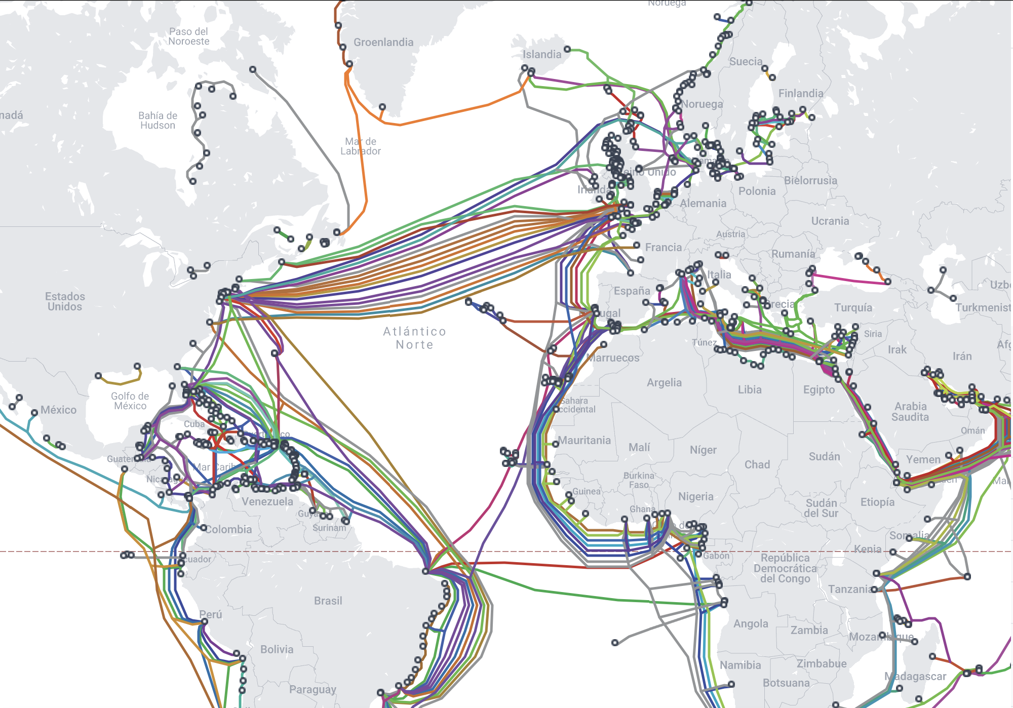 Cables submarinos internet